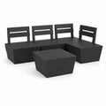 5-teiliges Gartenlounge-Set Schwarz aus Polypropylen mit 4 Sitzmodulen und Couchtisch 65 x 65 cm