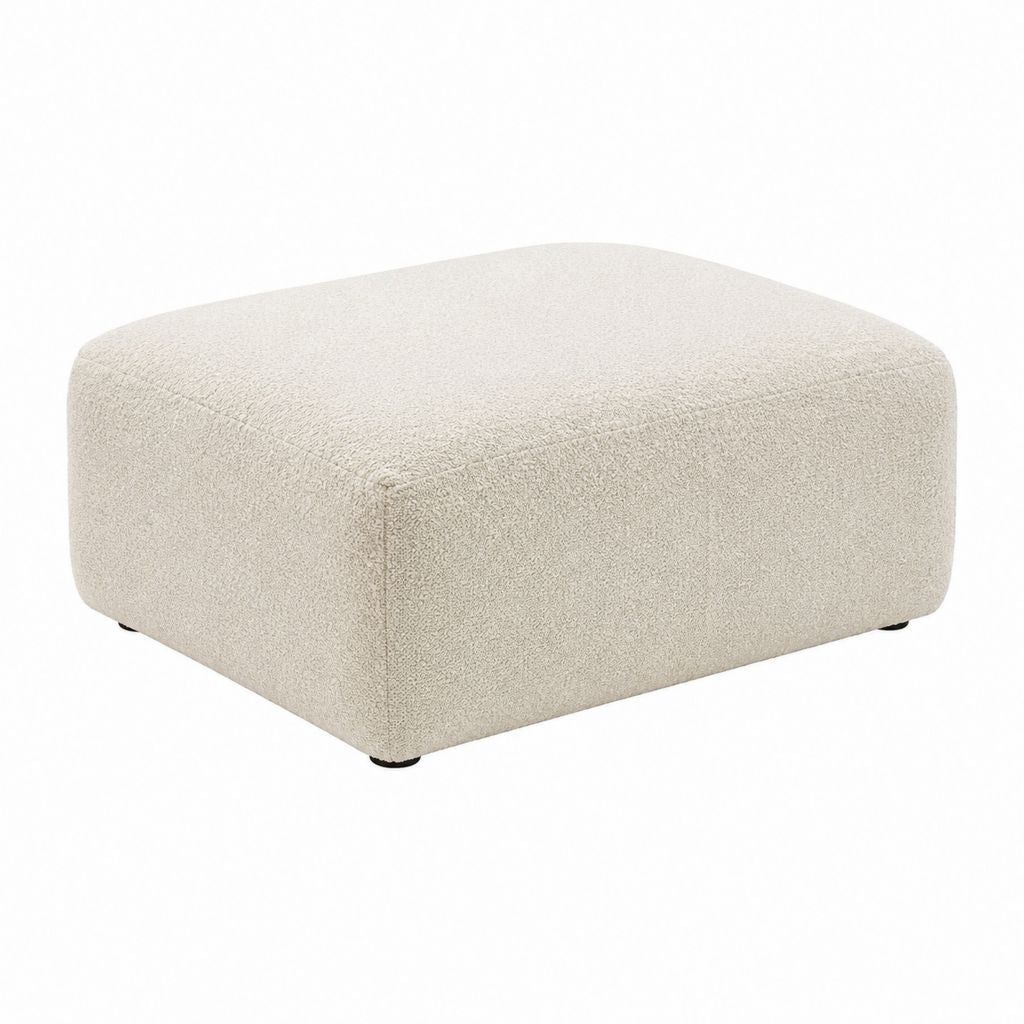 Sofa Hocker Creme aus Polyester Bouclé quadratisch 90 x 90 x 42 cm