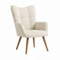 Ohrensessel Creme mit Bouclé-Polyesterbezug und Massivholzbeinen 76 x 72 x 104 cm