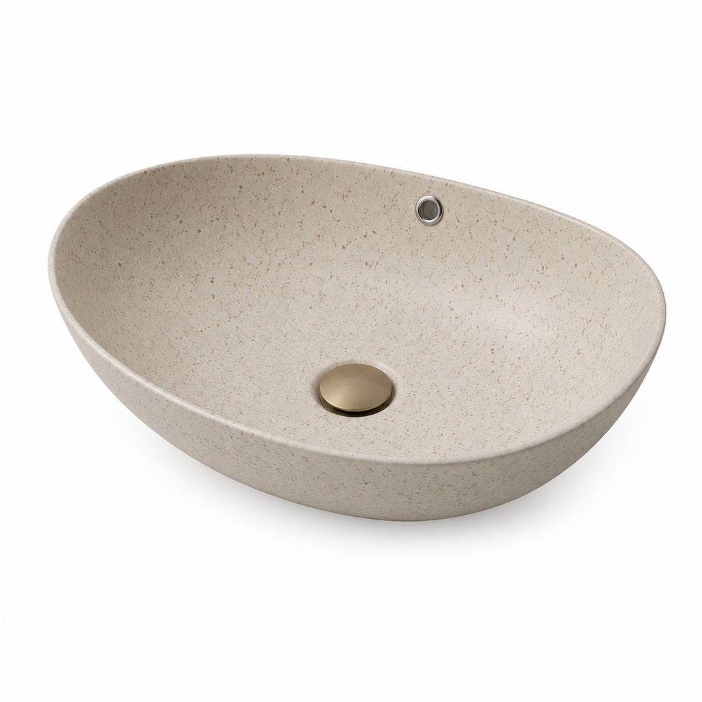 Aufsatzwaschbecken Beige Mineralguss Oval 60 x 40 x 15 cm