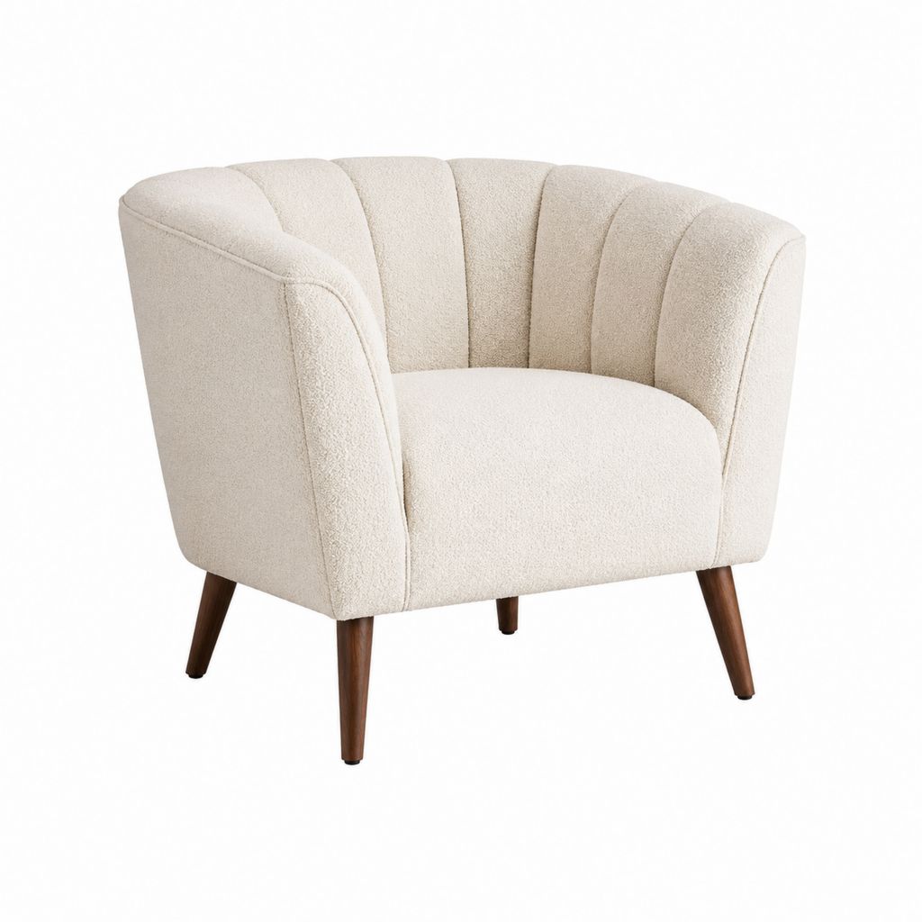 Cocktailsessel Creme Polyester-Bouclé Rund 76 x 78 x 80 cm