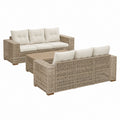 Gartenlounge Set mit 2 Dreisitzer Sofas und Couchtisch Beige Polyrattan 205 x 80 x 75 cm
