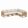 Gartenlounge Ecksofa 5-Sitzer Naturholz Beige Akazienholz L-Form 280 x 210 x 70 cm