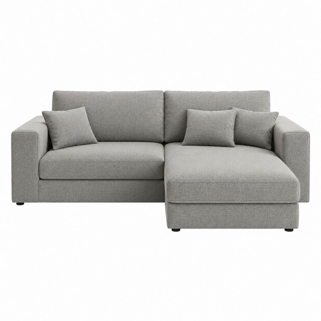 Ecksofa mit Recamiere rechts Grau Polyester 230 x 150 x 85 cm