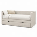 Tagesbett mit Stauraumschublade Beige Polyester Rechteckig 90 x 200 cm