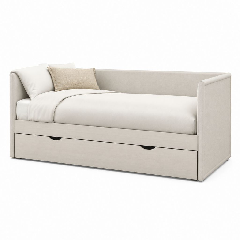 Tagesbett mit Stauraumschublade Beige Polyester Rechteckig 90 x 200 cm