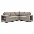 Ecksofa 3-Sitzer Greige Polyester L-Form mit Regalarmlehnen 260 x 200 x 85 cm
