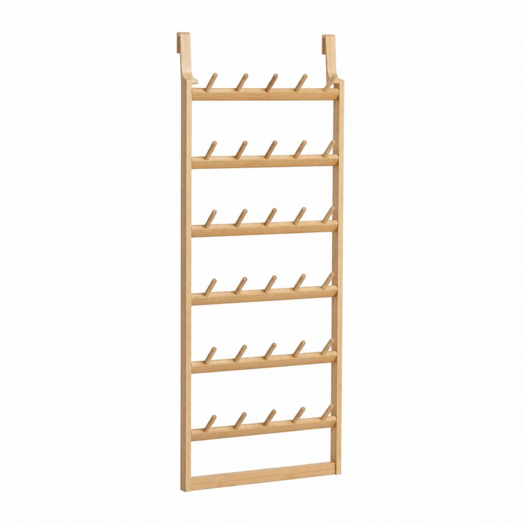 Türhängendes Schuhregal Natur Bambus rechteckig 60 x 18 x 178 cm mit 30 Haken