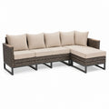 Gartensofa Ecksofa 4-Sitzer Braun Beige Polyrattan Stahl 240 x 140 x 75 cm