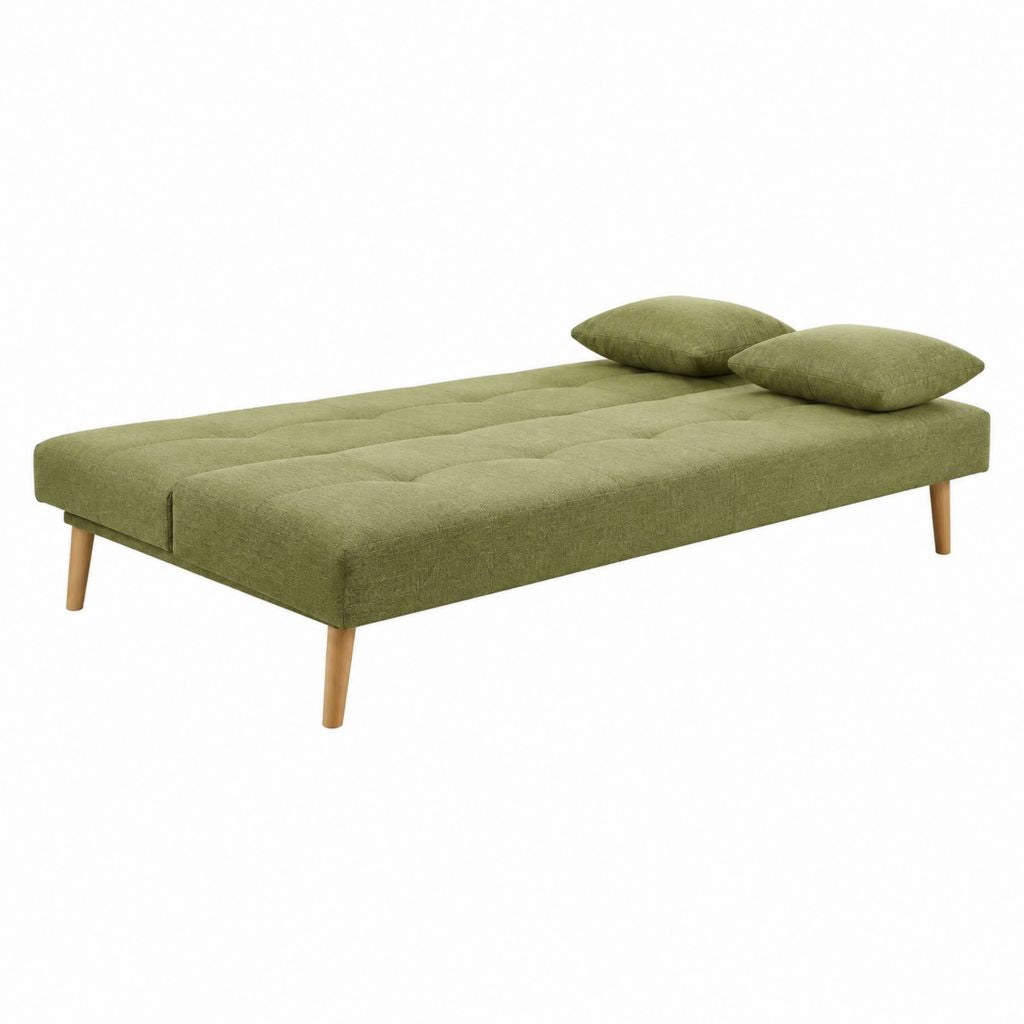 Schlafsofa 2-Sitzer Olivgrün Polyester Rechteckig mit 2 Kissen 200 x 140 x 40 cm