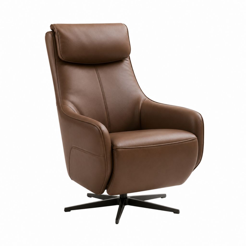 Drehsessel Braun mit PU-Kunstleder und Stahlfuß 108 x 78 x 86 cm