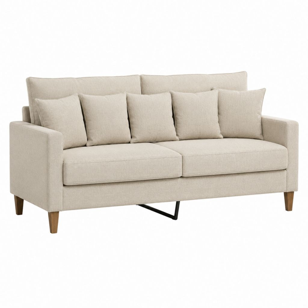 2-Sitzer Sofa Beige Polyester Rechteckig 180 x 90 x 85 cm