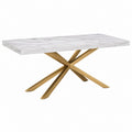 Esstisch Weiß Gold Sinterstein Edelstahl rechteckig 180 x 90 x 75 cm