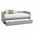 Ausziehbares Schlafsofa Grau mit Polyesterbezug 90 x 200 cm