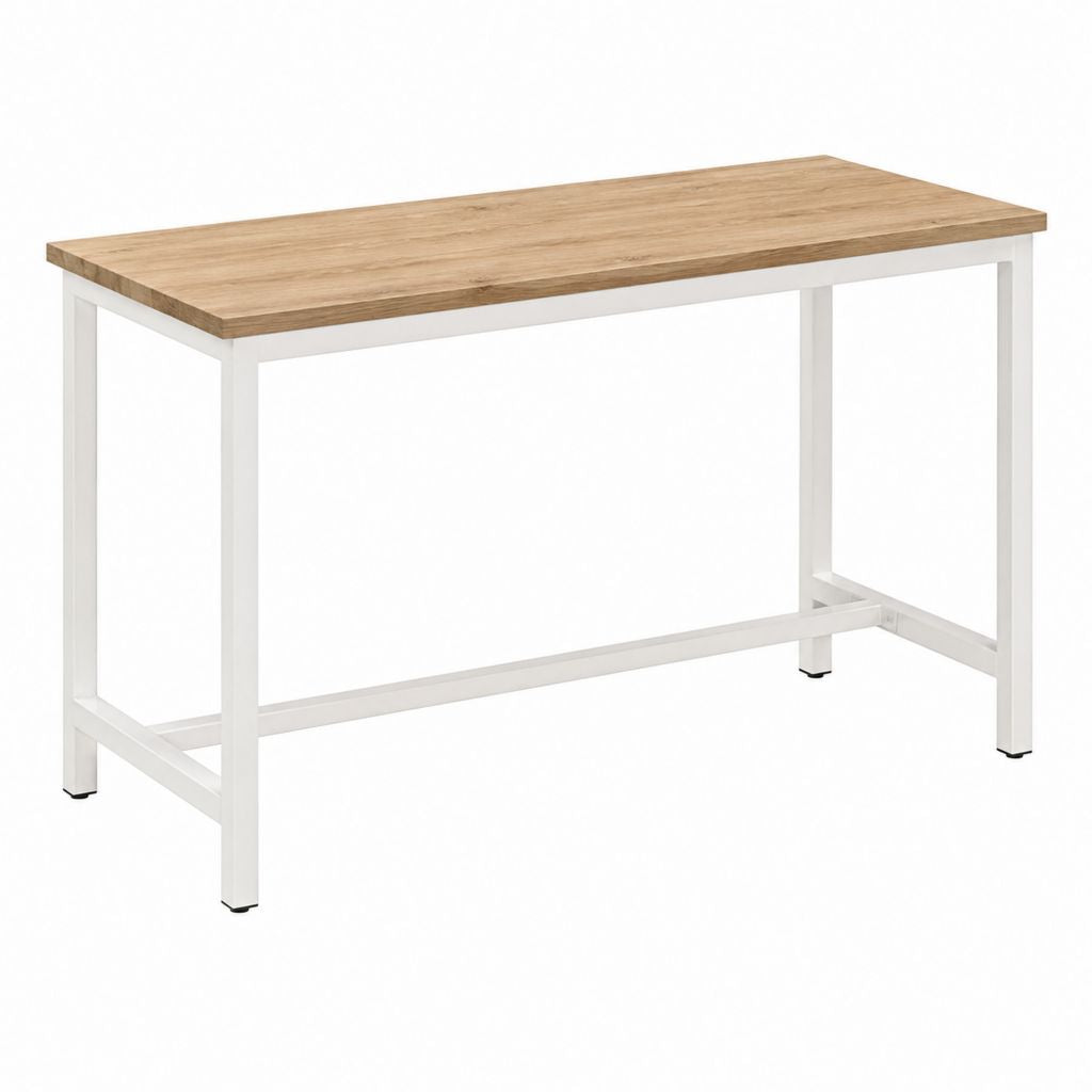 Esstisch rechteckig Eichenoptik und Weiß Stahl 120 x 60 x 75 cm