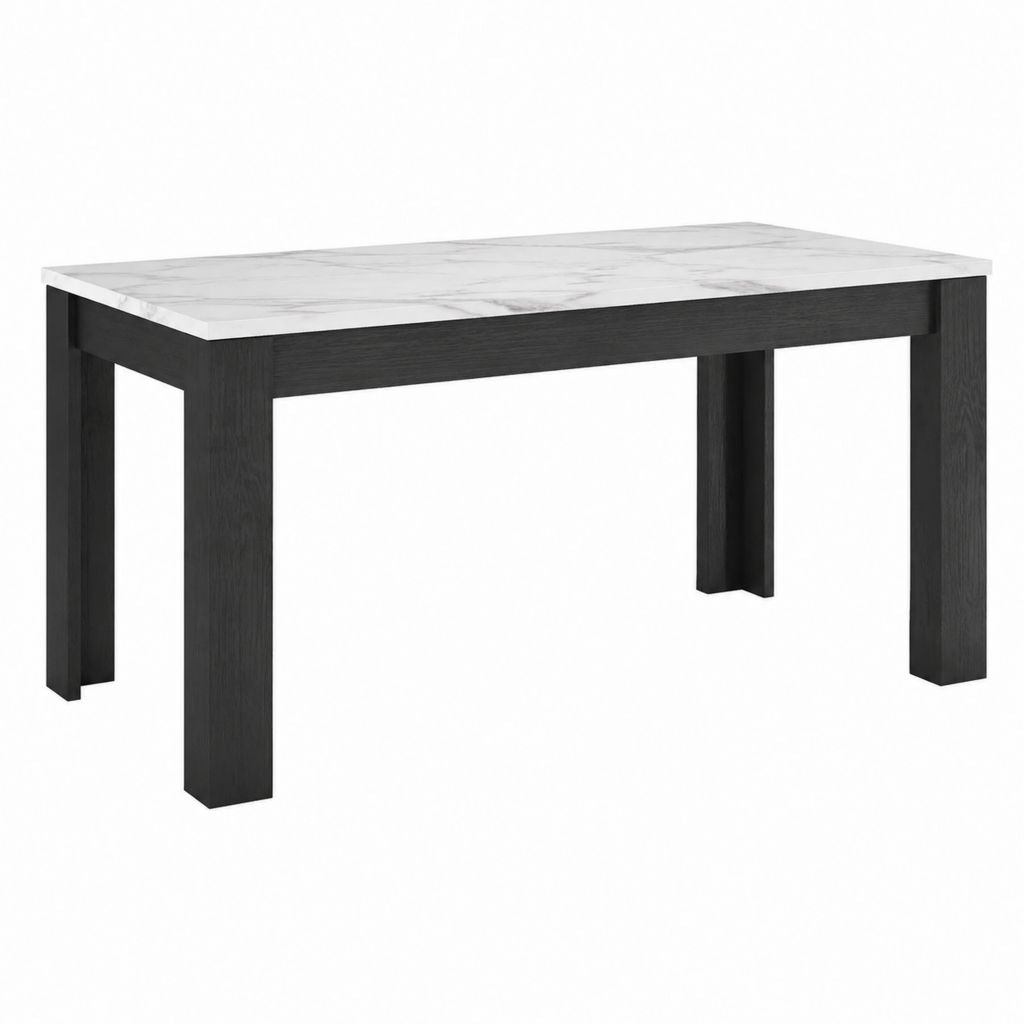 Esstisch rechteckig Schwarz Weiß Marmoroptik MDF 120 x 70 x 75 cm