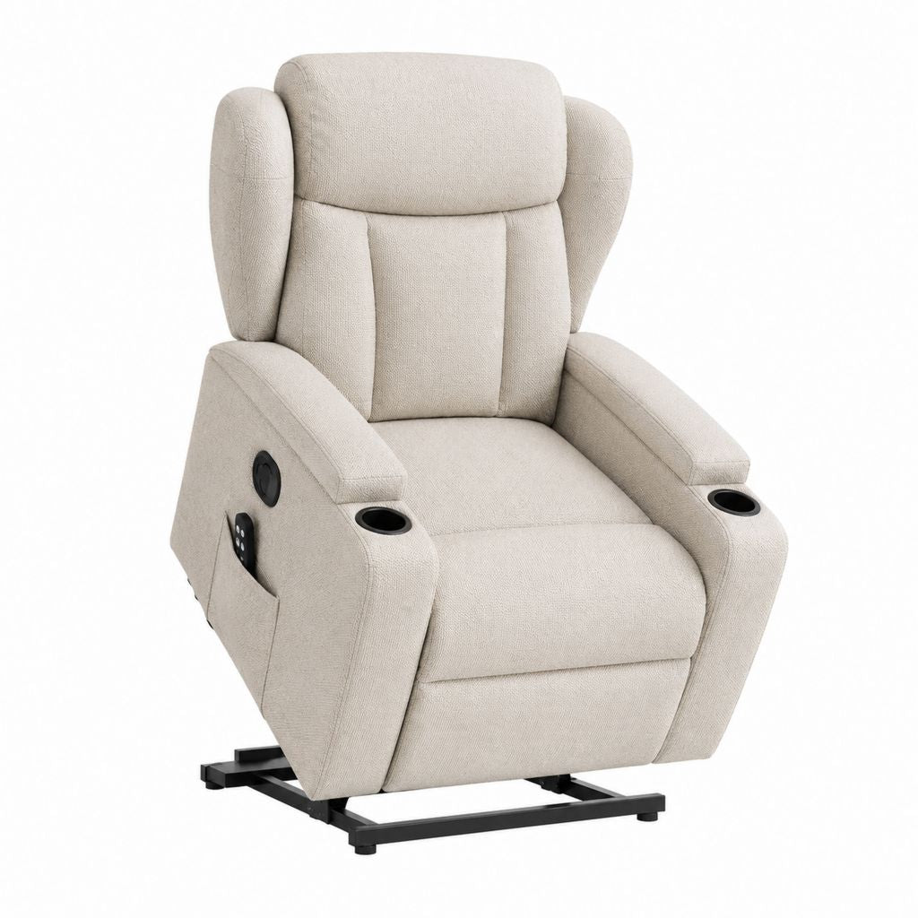 Elektrischer Fernsehsessel mit Aufstehhilfe Beige Polyester 89 x 93 x 105 cm