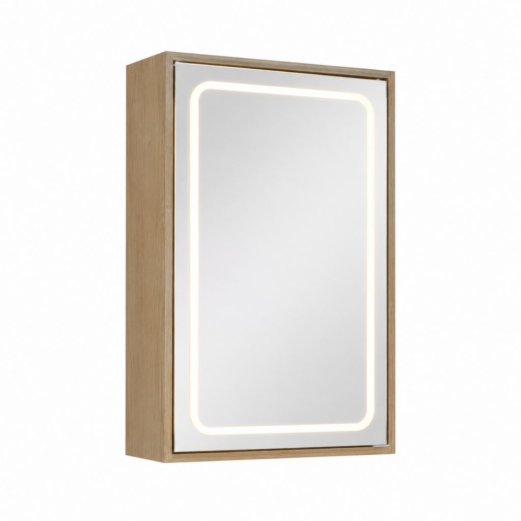 LED Spiegelschrank Eiche MDF rechteckig 60 x 15 x 80 cm